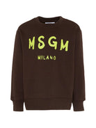 Felpa per bambino MSGM Kids marrone con stampa logo S6MSJUSW007 943 MSGM KIDS 