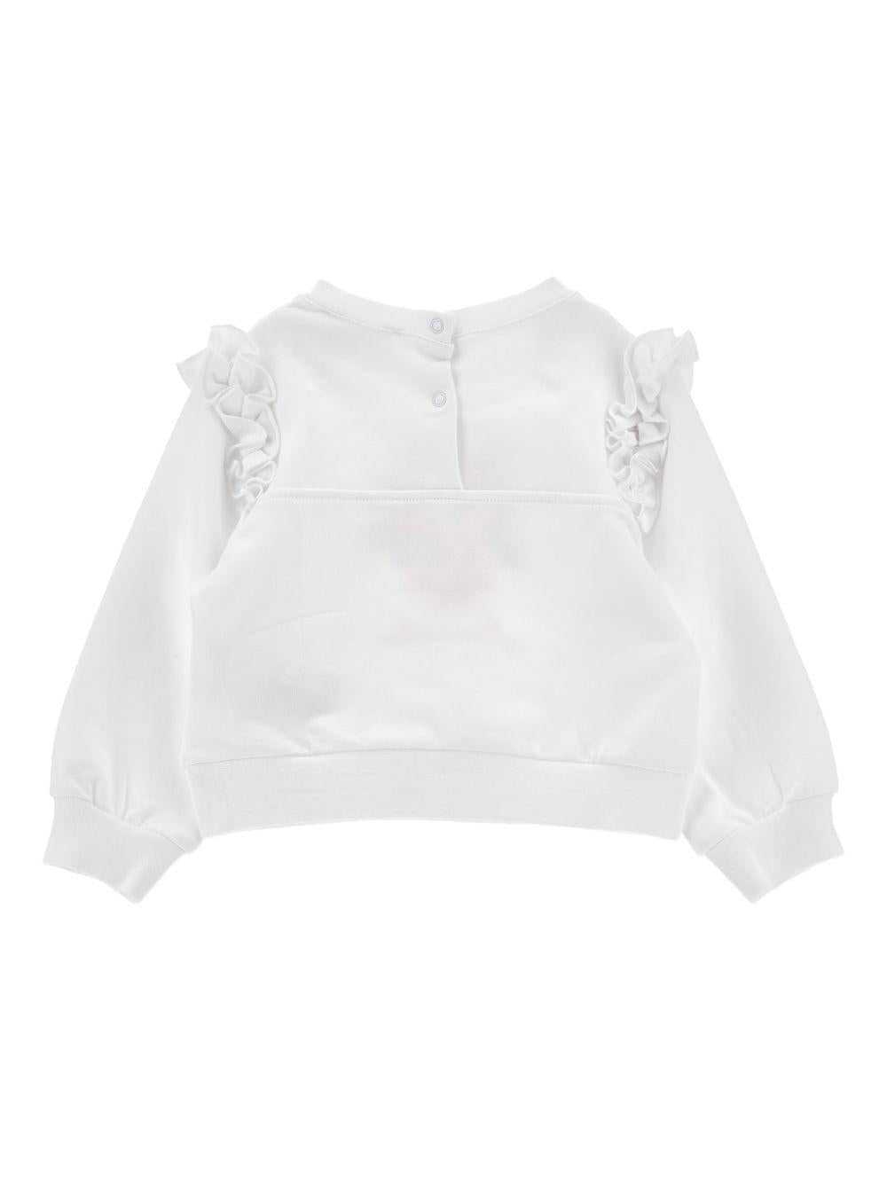 Felpa per neonata Monnalisa bianca con ricamo floreale sul davanti 39G604 7007 0099 MONNALISA KIDS 