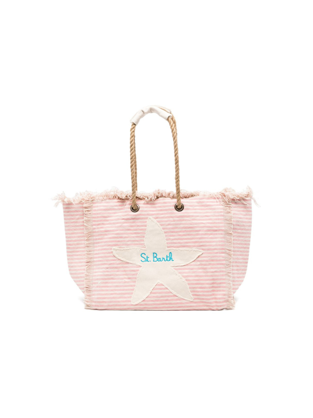 Borsa Beach Bag MC2 Saint Barth rosa con fantasia a righe orizzontali BEA0003 09404L MC2 ST. BARTH 