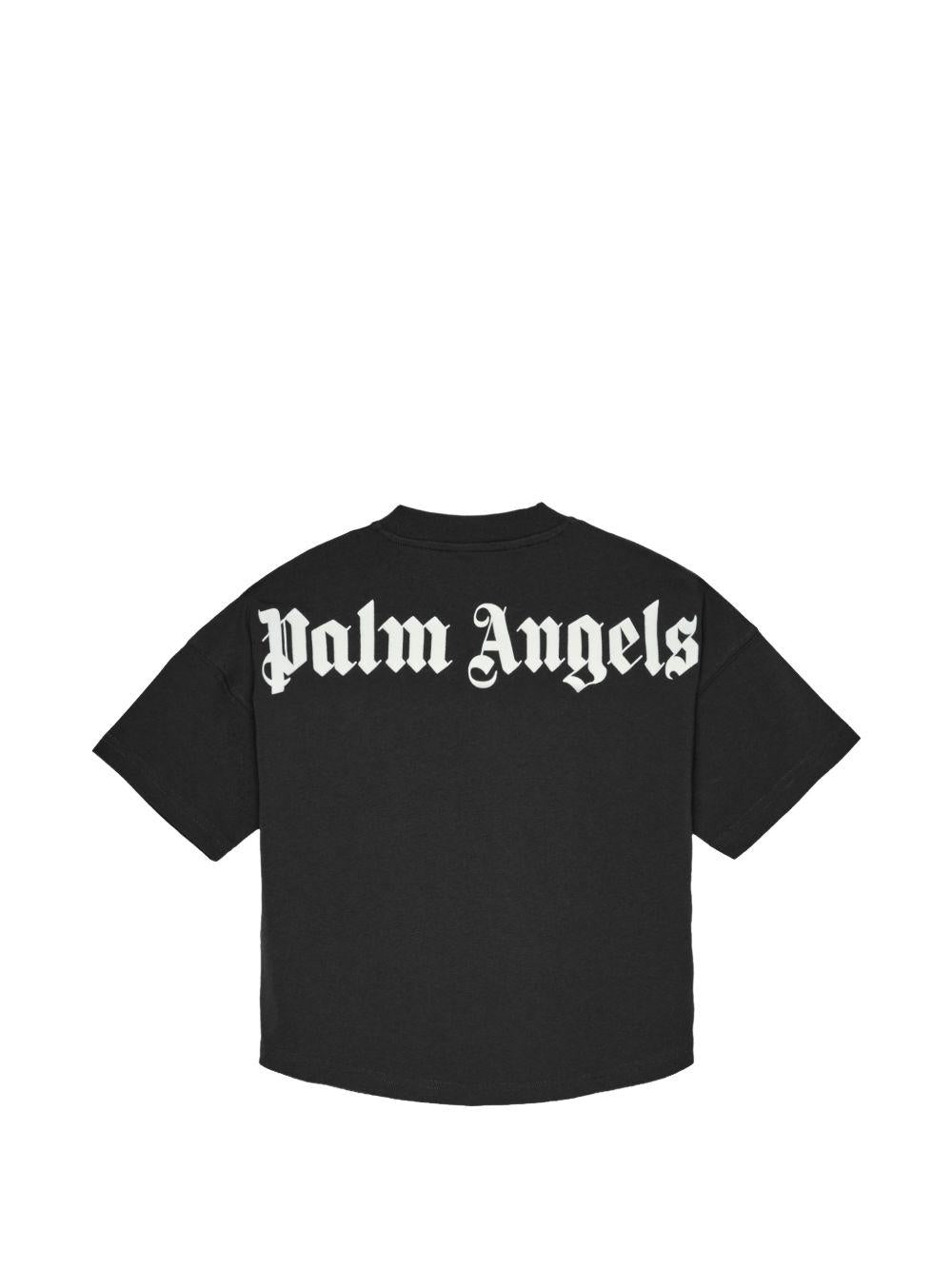 T-shirt per bambino Palm Angels Kids nera con dettaglio logo sul colletto PBAA002S26JER001 110 PALM ANGELS KIDS 