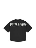 T-shirt per bambino Palm Angels Kids nera con dettaglio logo sul colletto PBAA002S26JER001 110 PALM ANGELS KIDS 