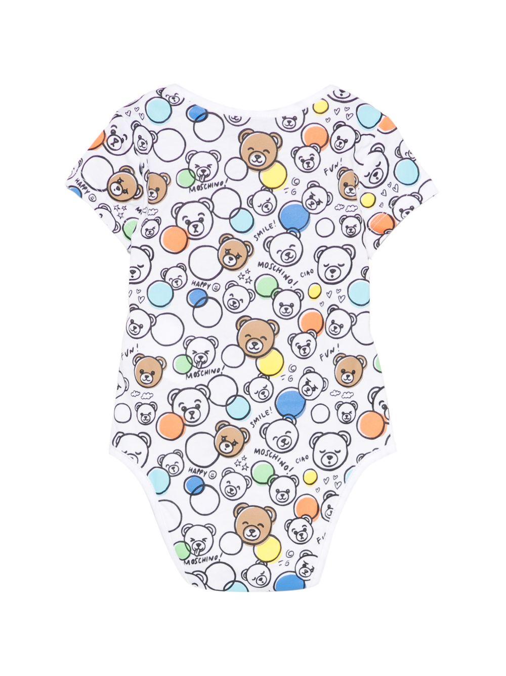 Body per neonato Moschino Kids bianco con stampa all-over MUT04JLAB5A 83680 MOSCHINO KIDS 