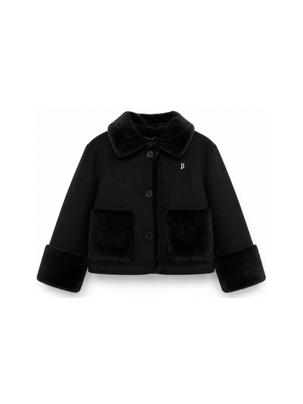 Giubbino per bambina Herno Kids nero con inserti in ecopelliccia GI000104G33344 9300 HERNO KIDS 