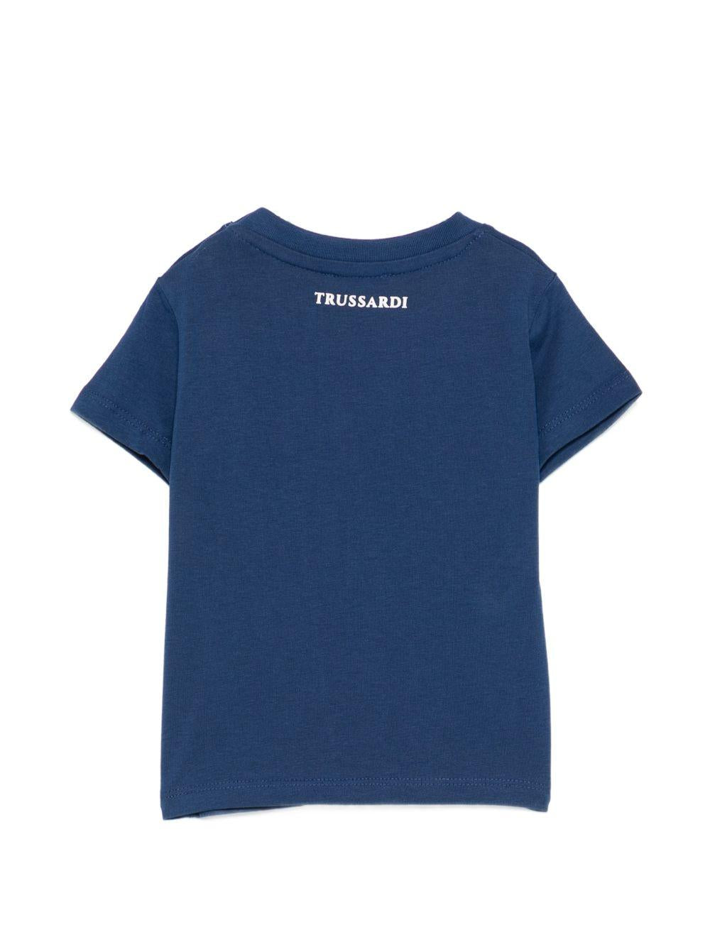T-shirt per neonato Trussardi Junior blu con logo sul davanti TIP26048TS BLUE EST. TRUSSARDI KIDS 
