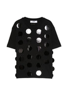 T-shirt per bambina MSGM Kids nero con applicazioni S6MSJGTH099 110 MSGM KIDS 