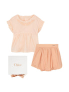 Set neonata Chloé Kids arancione pesca con ricamo e ruches C20923 440 CHLOE' KIDS 
