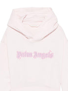 Felpa per bambina Palm Angels Kids rosa chiaro con logo impreziosito da strass PGBB006S26FLE001 042 PALM ANGELS KIDS 