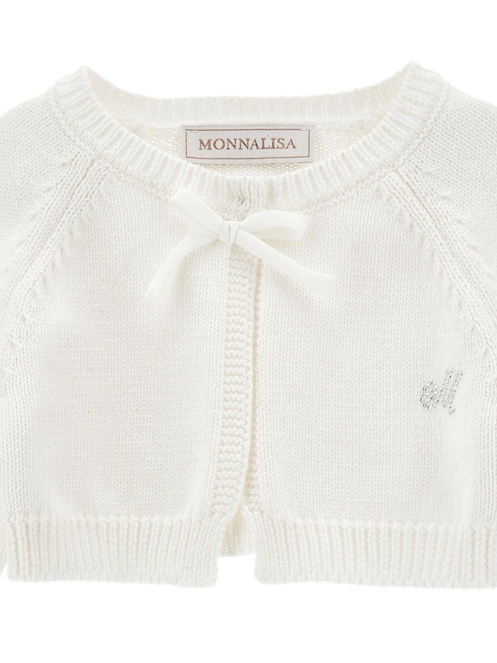 Cardigan per neonata Monnalisa bianco con dettaglio fiocco 73G800 7036 0001 MONNALISA KIDS 