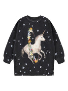 Felpa per bambina Molo nera con grafica unicorno 2W25E233 9693 MOLO 