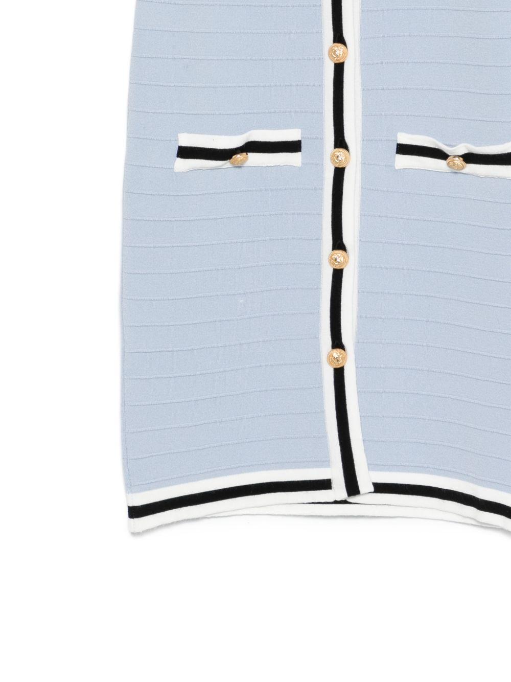 Abito per bambina Balmain Kids azzurro con maglia a coste BY1C61 X0121 652 BALMAIN KIDS 