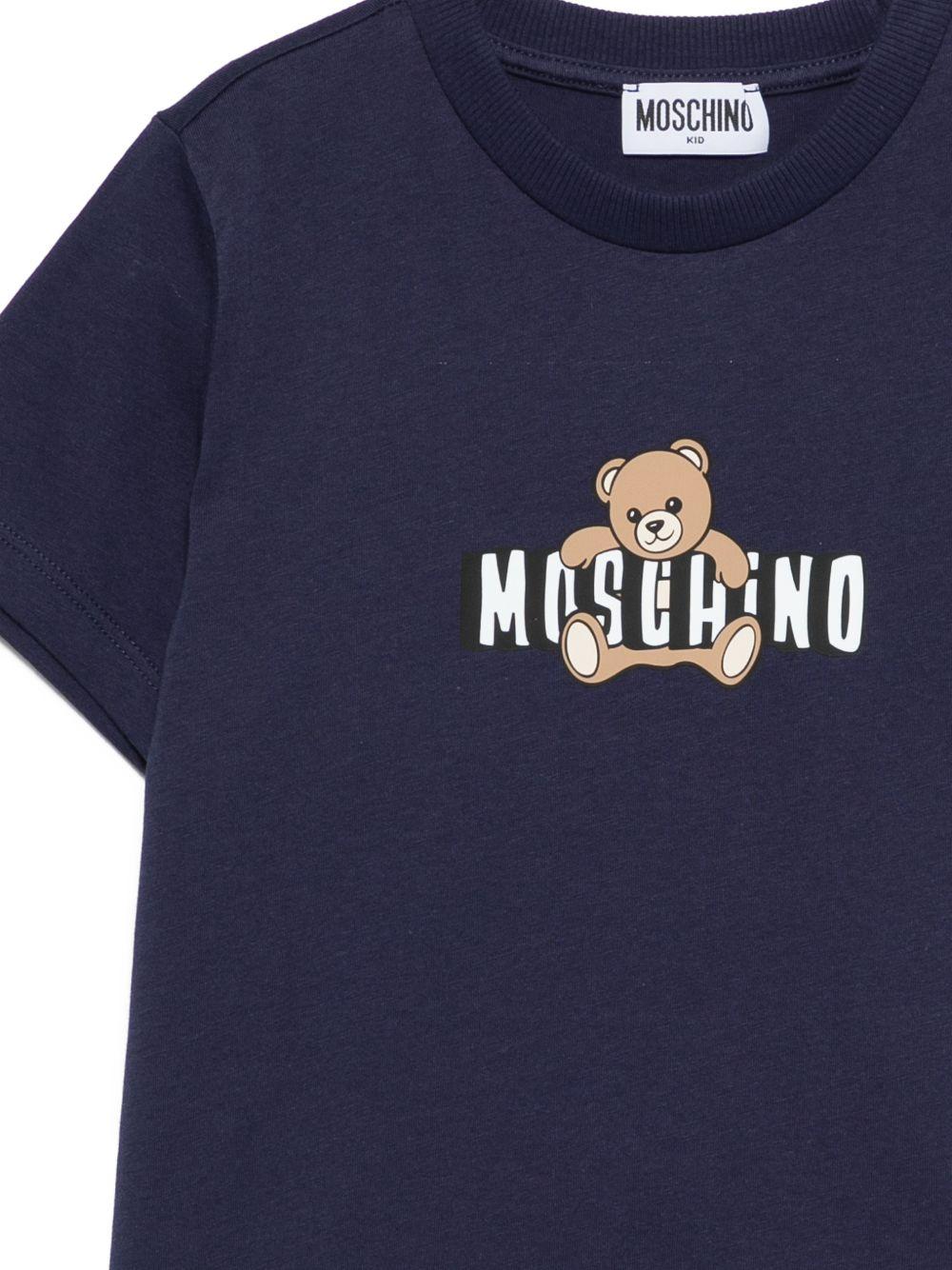 T-shirt per bambini Moschino Kids blu con stampa grafica HZM058LAA03 40016 MOSCHINO KIDS 