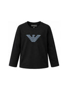 T-shirt per bambino Emporio Armani Kids blu con logo sul davanti EB001666 AF16162 UB118 EMPORIO ARMANI KIDS 