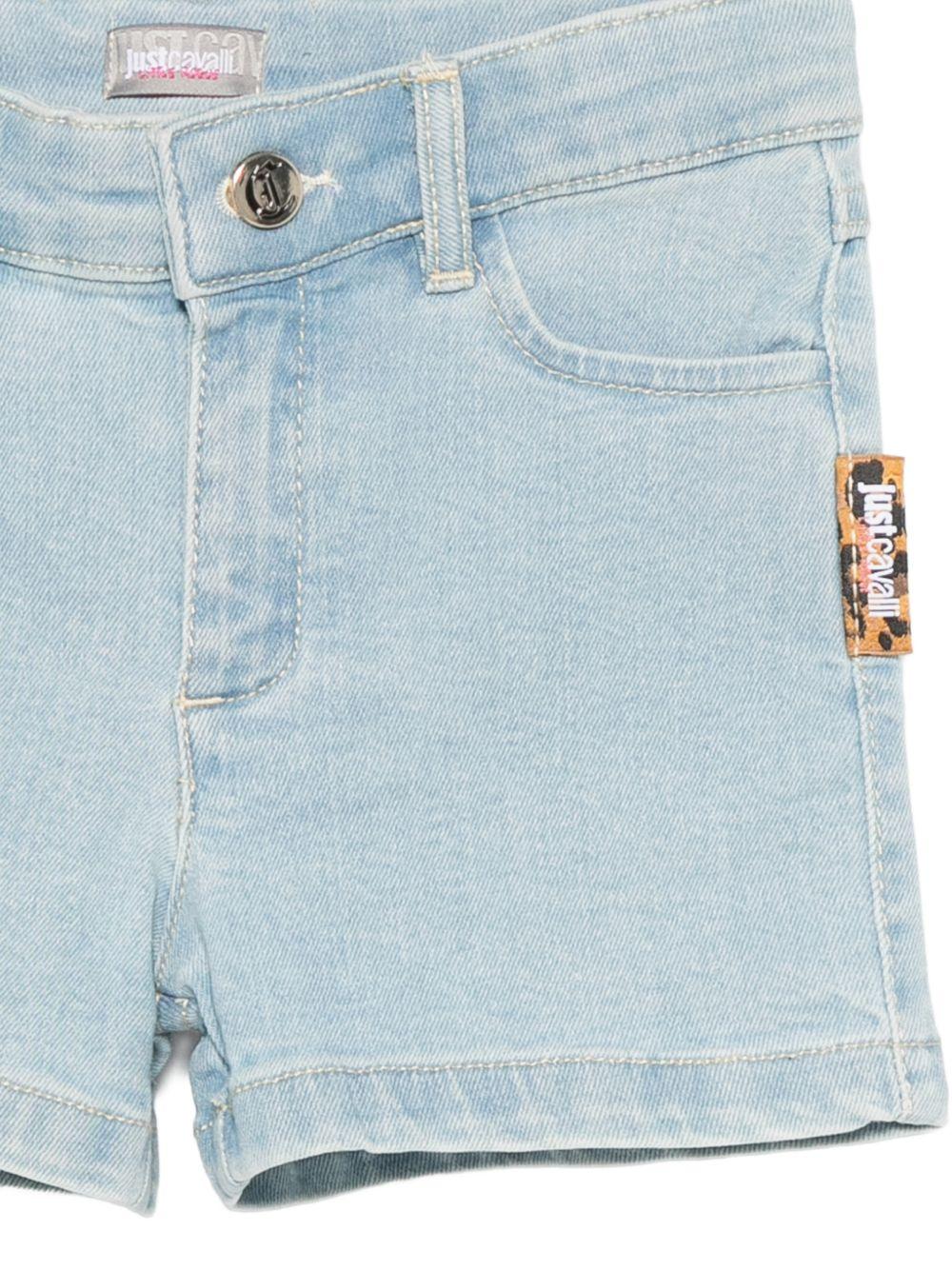 Shorts per neonata Just Cavalli Kids in denim con targhetta logo JIP26073SH D.BLUE LIG JUST CAVALLI KIDS 