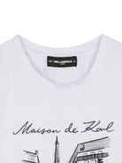 T-shirt per bambina Karl Lagerfeld Kids bianca con stampa Maison de Karl Z30939 10P KARL LAGERFELD KIDS 