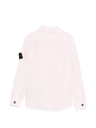 Camicia per bambino Stone Island Junior rosa con toppa con logo L1S161100003S0145 V0080 STONE ISLAND JUNIOR 