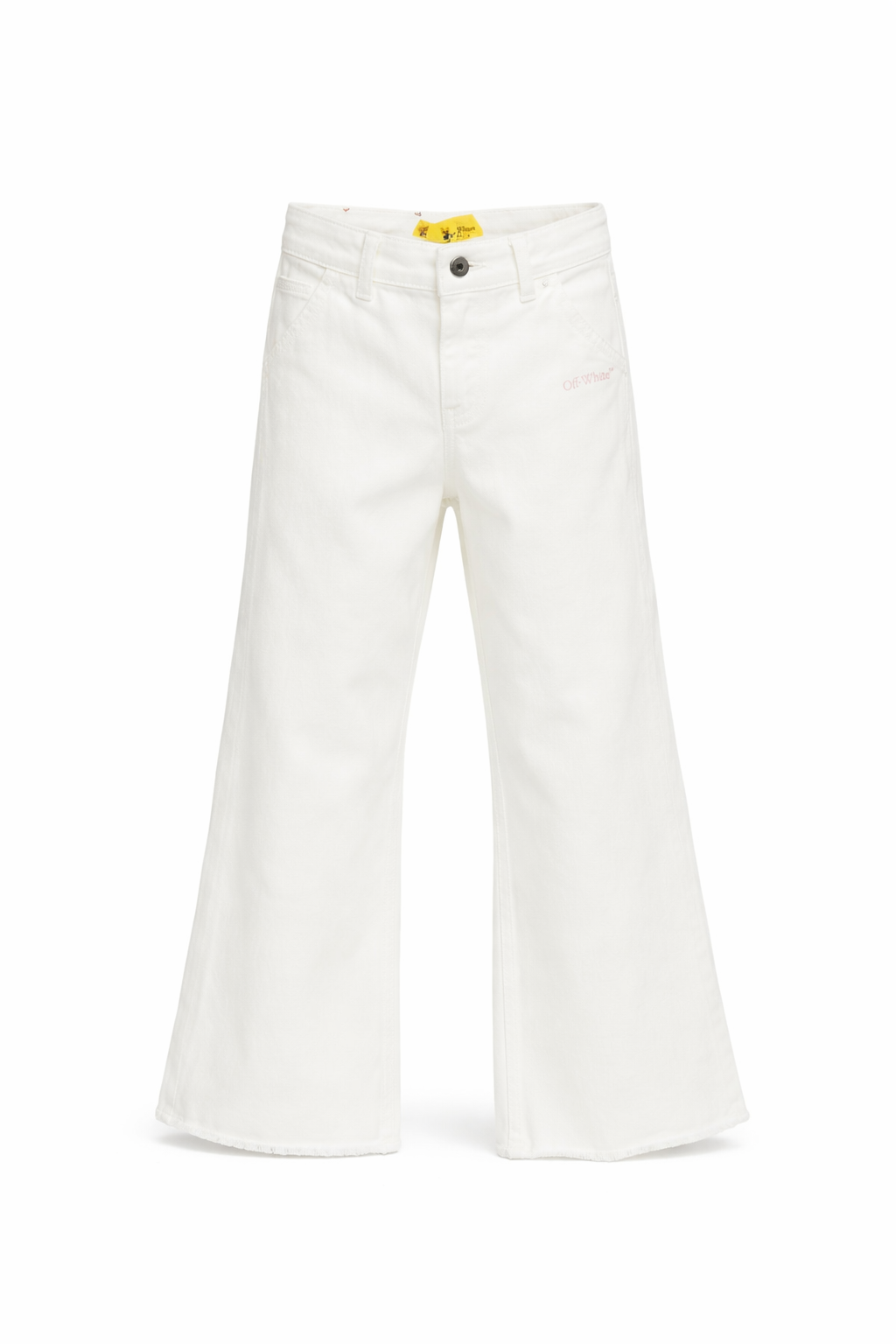Pantaloni per bambina Off-White bianchi con toppa posteriore 44GYB002S26D001 100 OFF WHITE KIDS 