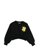 Felpa per bambina MSGM Kids nera con applicazione logo S6MSJGSW079 110 MSGM KIDS 