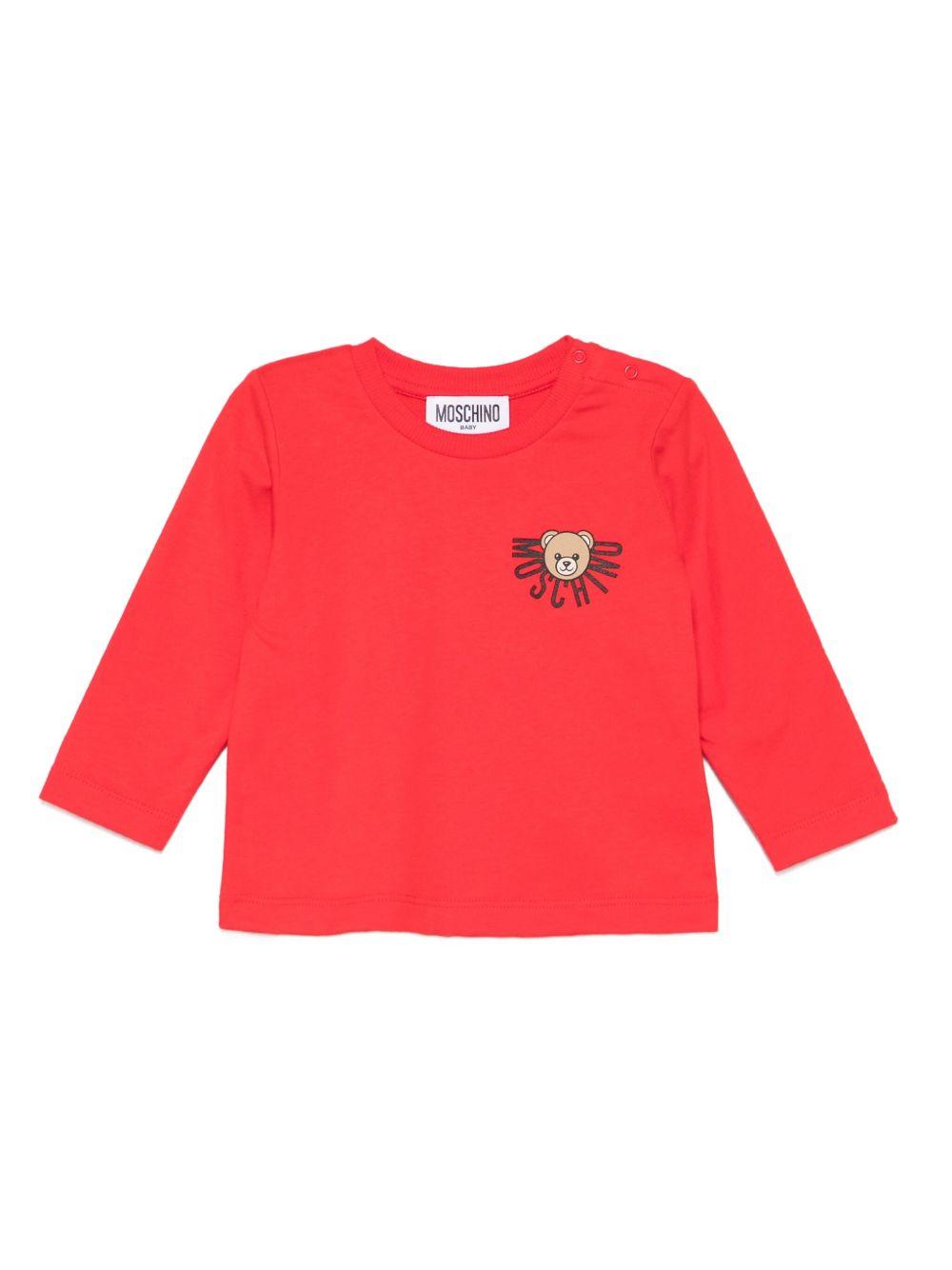 T-shirt per neonati Moschino Kids rosso con motivo Teddy Bear MVO00RLAA10 50109 MOSCHINO KIDS 