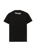 T-shirt per bambino Moncler Enfant nera con dettaglio logo L29548C0000889AFV 999 MONCLER KIDS 