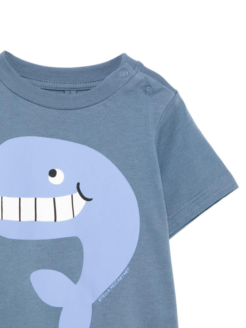 T-shirt per neonato Stella McCartney Kids blu con stampa squalo TY8540 Z0434 61B STELLA McCARTNEY KIDS 