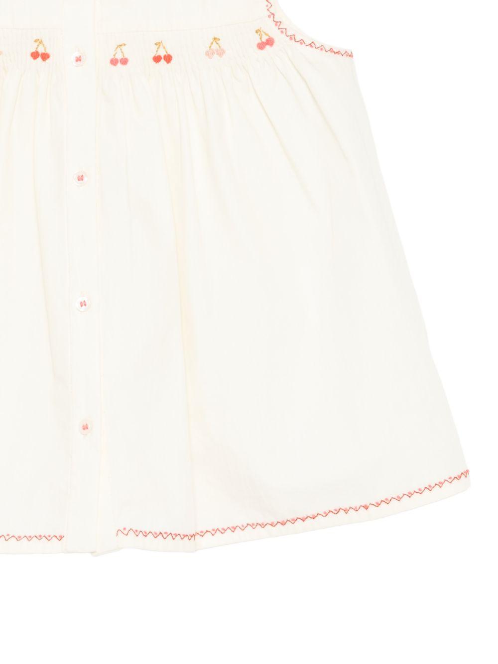 Camicia per bambina Bonpoint beige con ricamo ciliegie S06GBLW00030 103 BONPOINT KIDS 