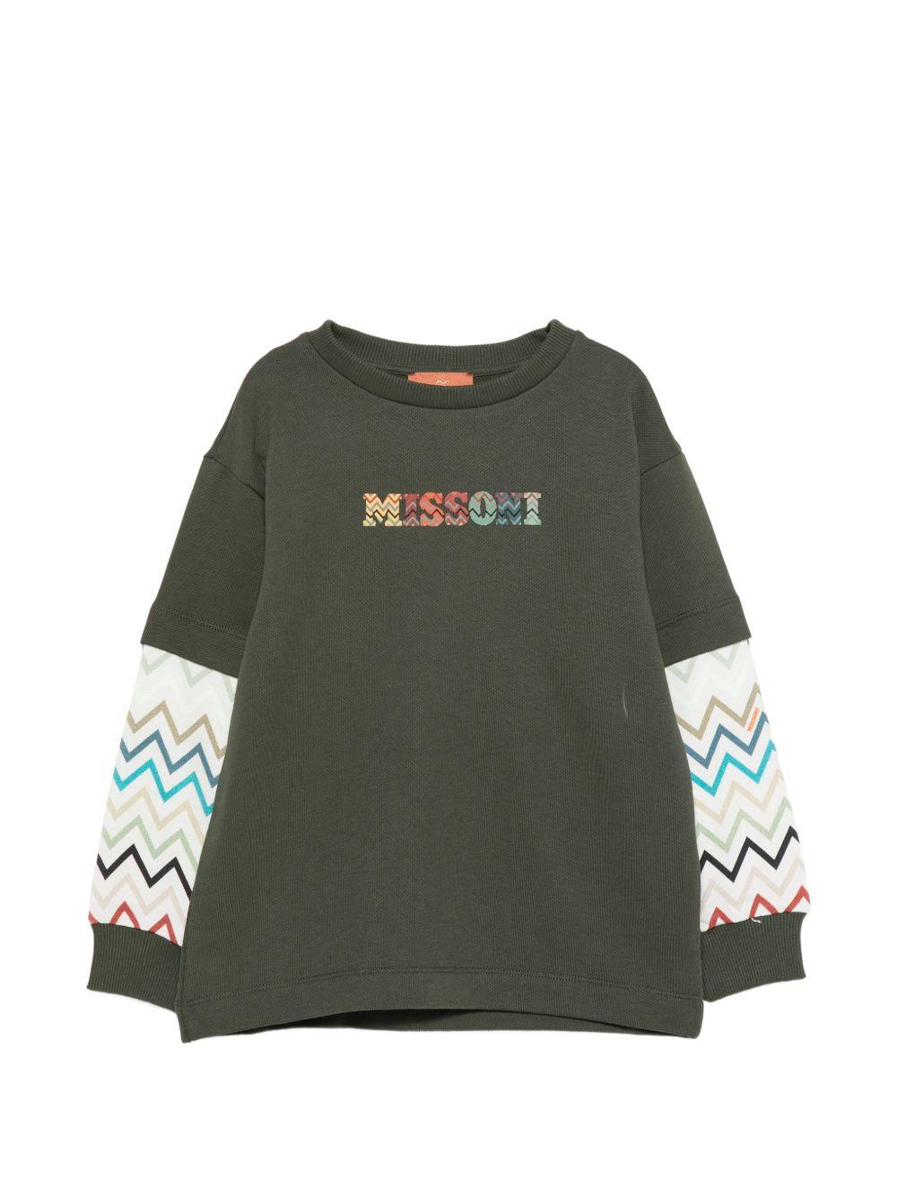 Felpa per bambino Etro Kids verde con maniche a contrasto MZ4H30 Z3183 70J MISSONI KIDS 