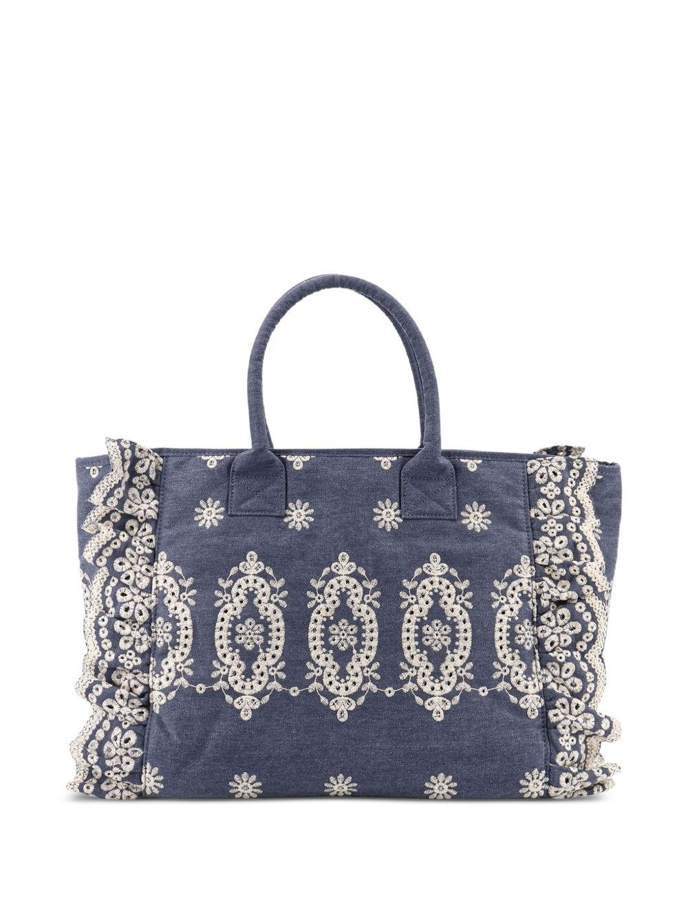 Borsa Vanity MC2 Saint Barth in denim con pizzo sangallo VANI0029 00485L MC2 ST. BARTH KIDS 