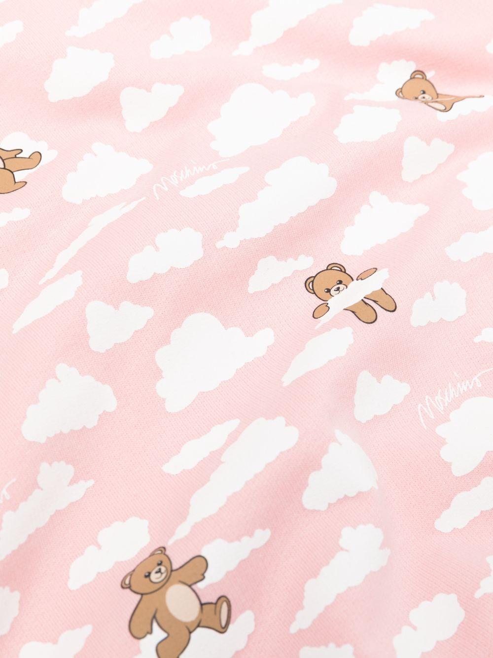 Coperta per neonata Moschino Kids rosa con stampa peluche a forma di nuvola all-over MRB00FLCA19 83696 MOSCHINO KIDS 