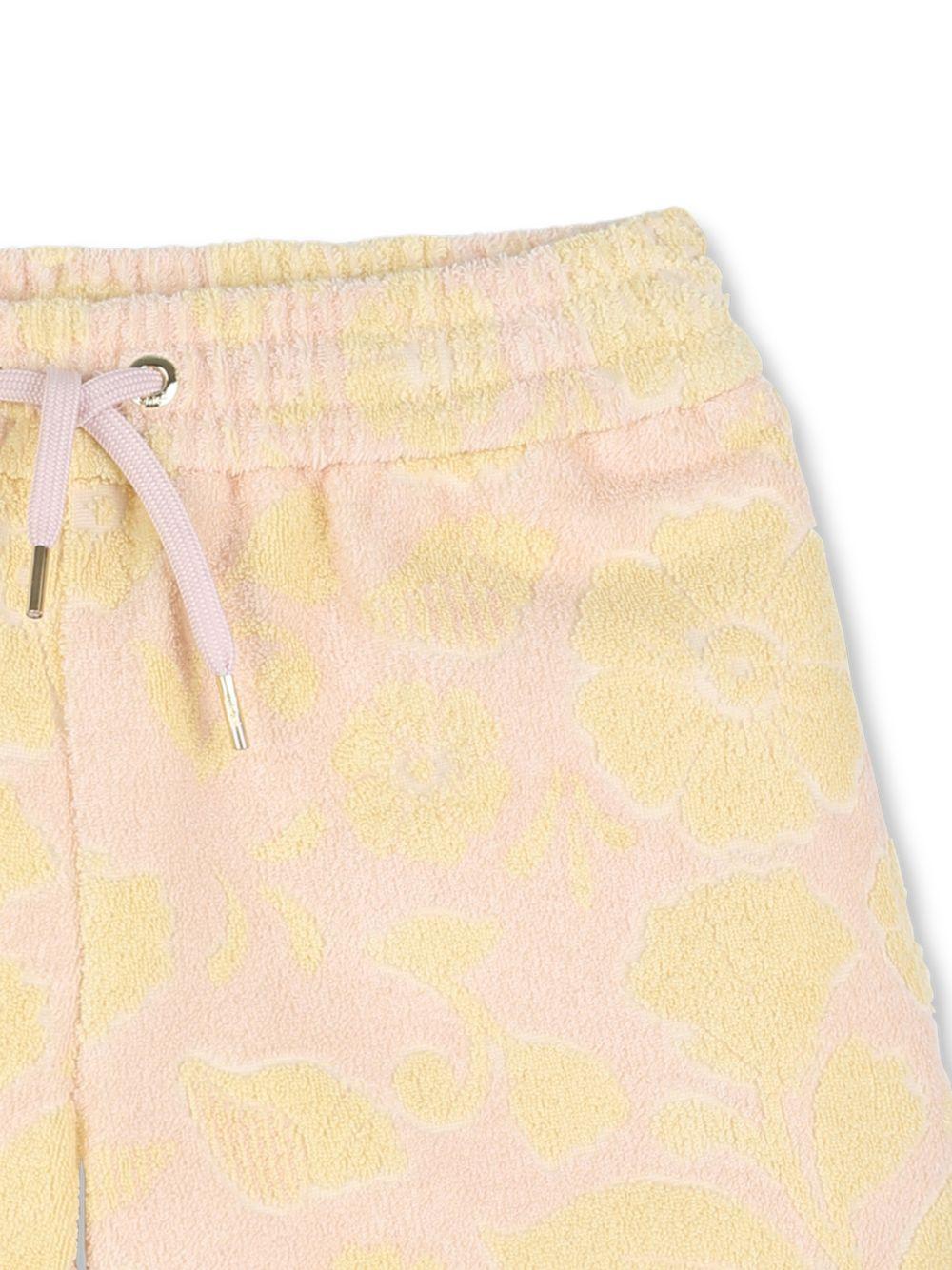 Shorts per bambina Chloé Kids rosa con stampa a fiori C20847 S05 CHLOE' KIDS 