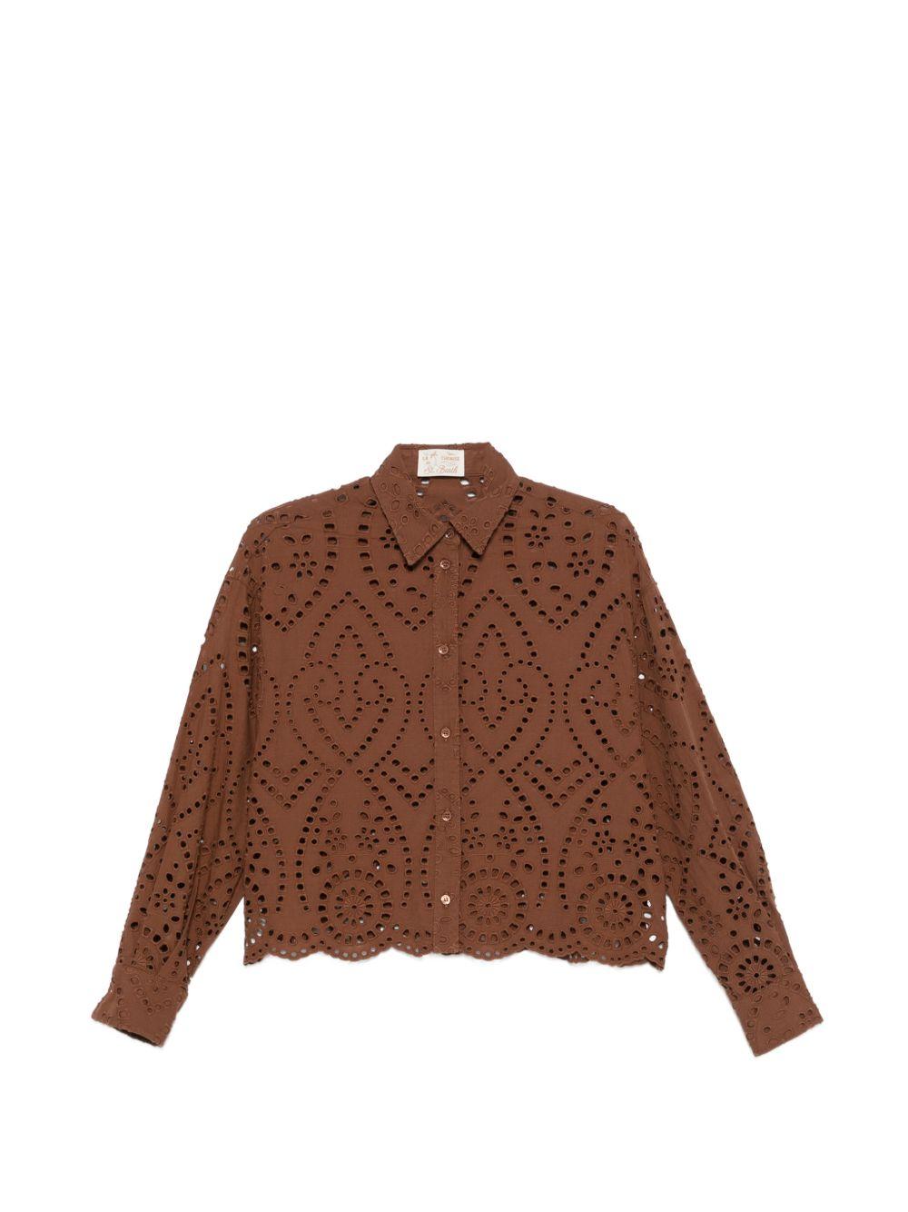 Camicia per donna MC2 Saint Barth marrone con dettagli cut-out ONE0001 01005L MC2 ST. BARTH 
