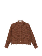 Camicia per donna MC2 Saint Barth marrone con dettagli cut-out ONE0001 01005L MC2 ST. BARTH 