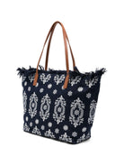 Borsa tote City Regular in Canvas MC2 Saint Barth denim con frange CBF0001 01773L MC2 ST. BARTH KIDS 