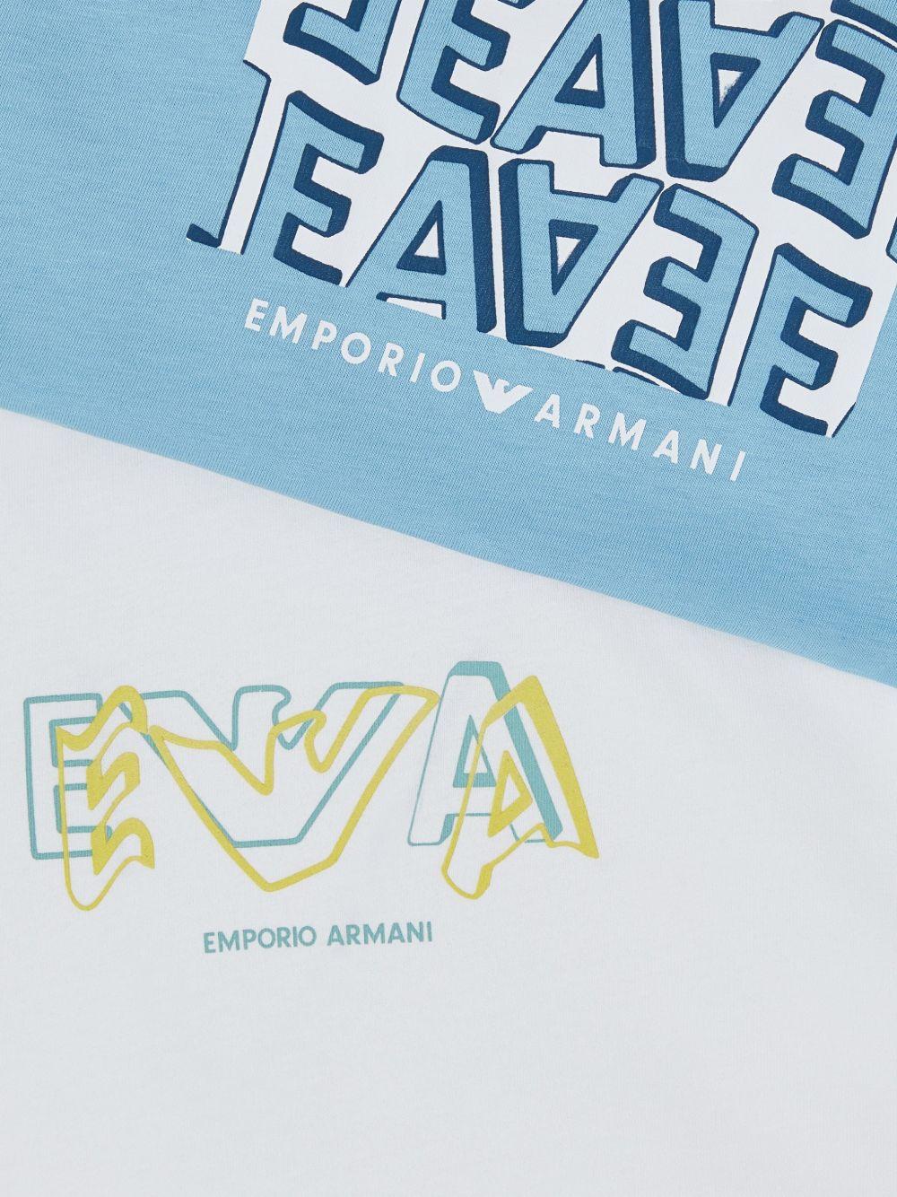 Set di due t-shirt per bambino Emporio Armani Kids multicolore con stampa logo sul davanti EB001343 AF14503 M9001 EMPORIO ARMANI KIDS 