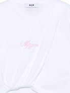 T-shirt per bambina MSGM Kids bianca con dettaglio nodo S6MSJGTH205 001 MSGM KIDS 