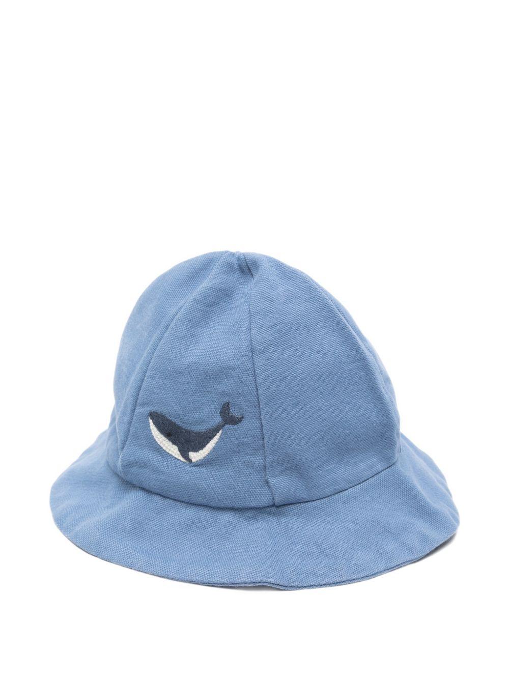 Cappello Steijn per neonato Donsje blu con ricamo balena 4099204 00185 DONSJE KIDS 
