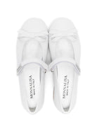 Ballerine per bambina Monnalisa bianco in pelle con chiusura frontale a strappo 8CE000 5730 0001 MONNALISA 