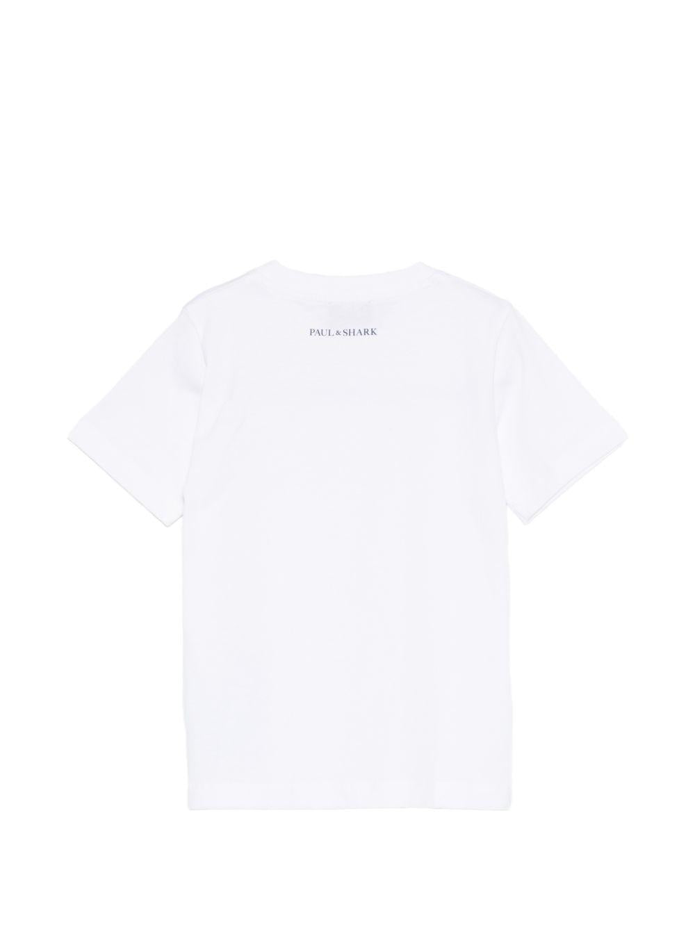 T-shirt per bambino Paul & Shark Kids bianca con ricamo squalo sul davanti WUM004LAA54 10101 PAUL & SHARK KIDS 