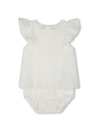 Completo con pantaloncini per neonata Chloé Kids bianco misto cotone e seta C20403 117 CHLOE' KIDS 
