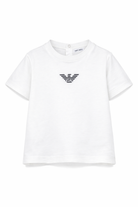 T-shirt per neonato Emporio Armani Kids bianca con logo aquila sul davanti EB000419 AF15013 M0134 EMPORIO ARMANI KIDS 