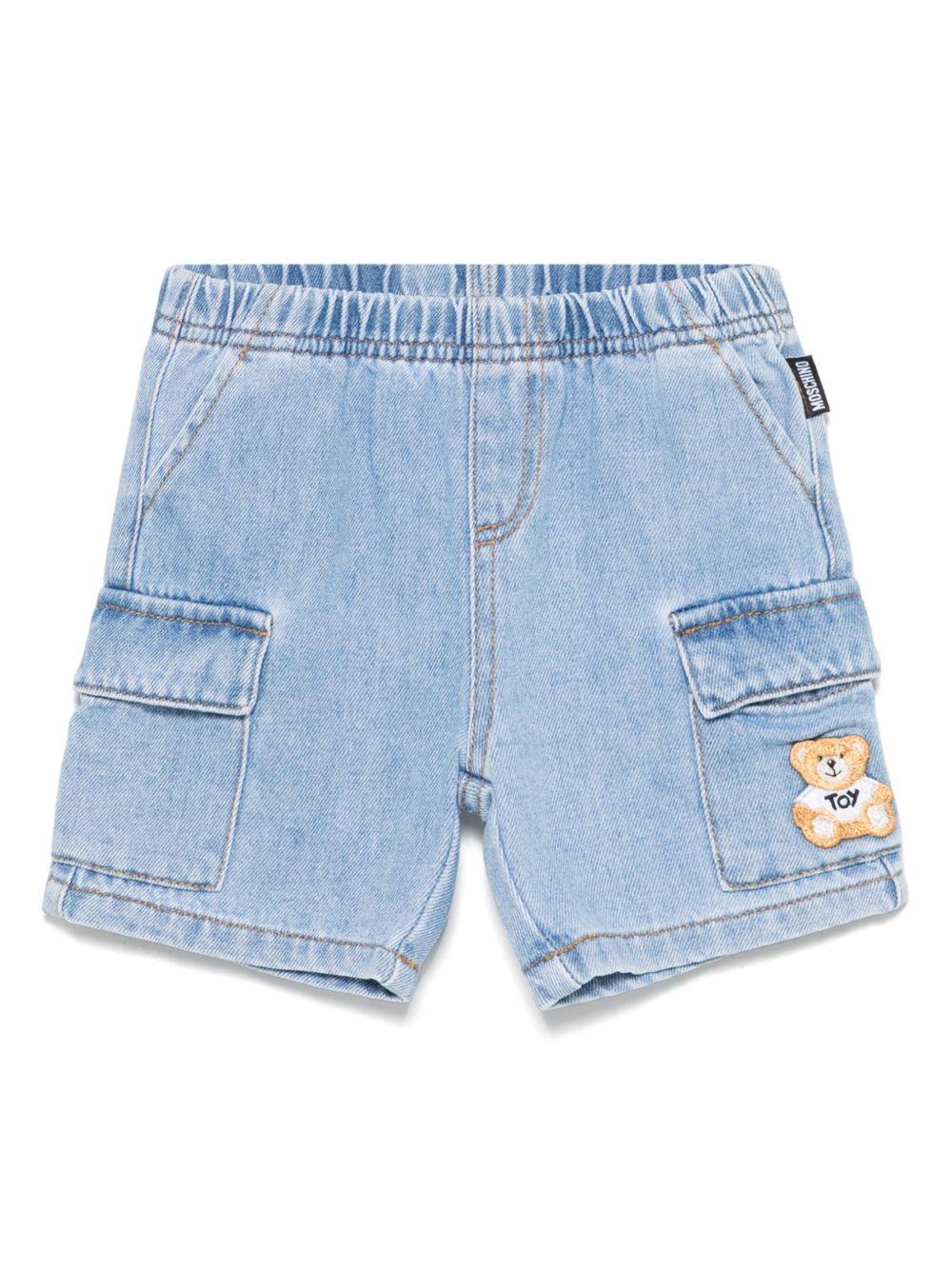 Pantaloncini ricamati Teddy Bear per neonata Moschino Kids blu con elastico in vita MUQ01GL0E34 41041 MOSCHINO KIDS 