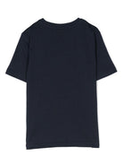 T-shirt per bambino BOSS Kidswear blu con logo goffrato bianco J25P24 849 BOSS KIDS 