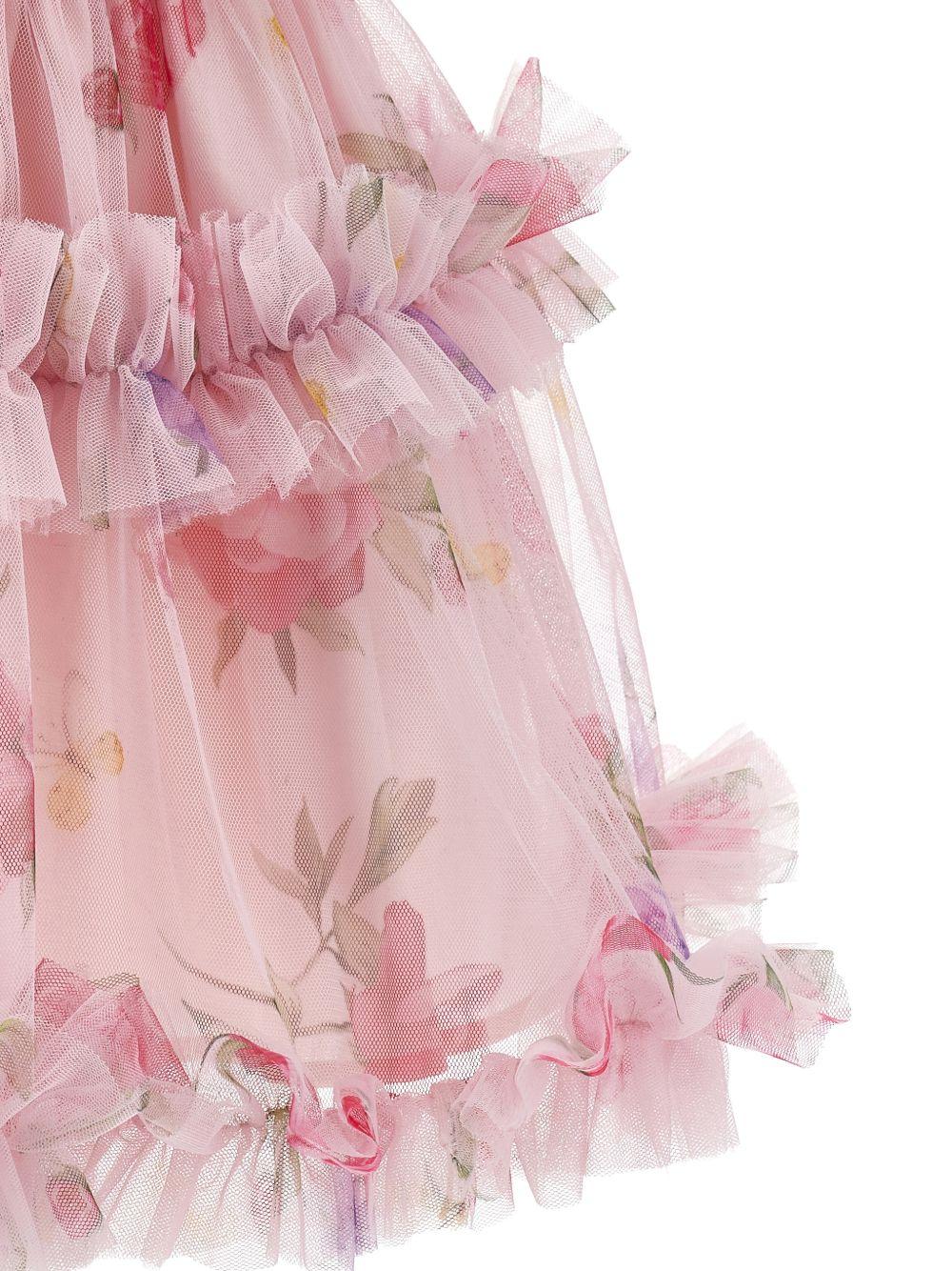 Abito per bambina Monnalisa rosa con stampa a fiori 19G905 7047 0090 MONNALISA KIDS 