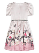 Abito a fiori per bambina Monnalisa bianco con tessuto in twill 71D902 4620 0094 MONNALISA KIDS 