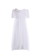 Abito per bambina Monnalisa bianco con applicazione fiori e paillettes 71G906 7910 0001 MONNALISA KIDS 