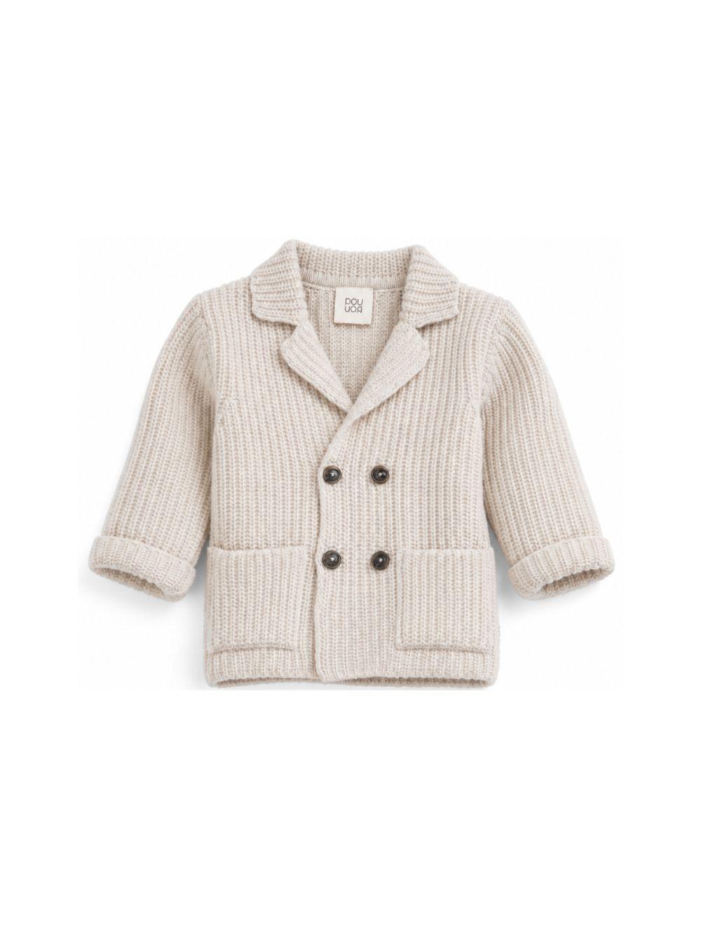 Cardigan per neonato Douuod Kids beige con revers a punta DZ2540 Z3404 107 DOUUOD KIDS 
