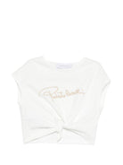 T-shirt per bambina Roberto Cavalli Kids bianca con logo sul davanti CGP26081TS WHITE ROBERTO CAVALLI KIDS 