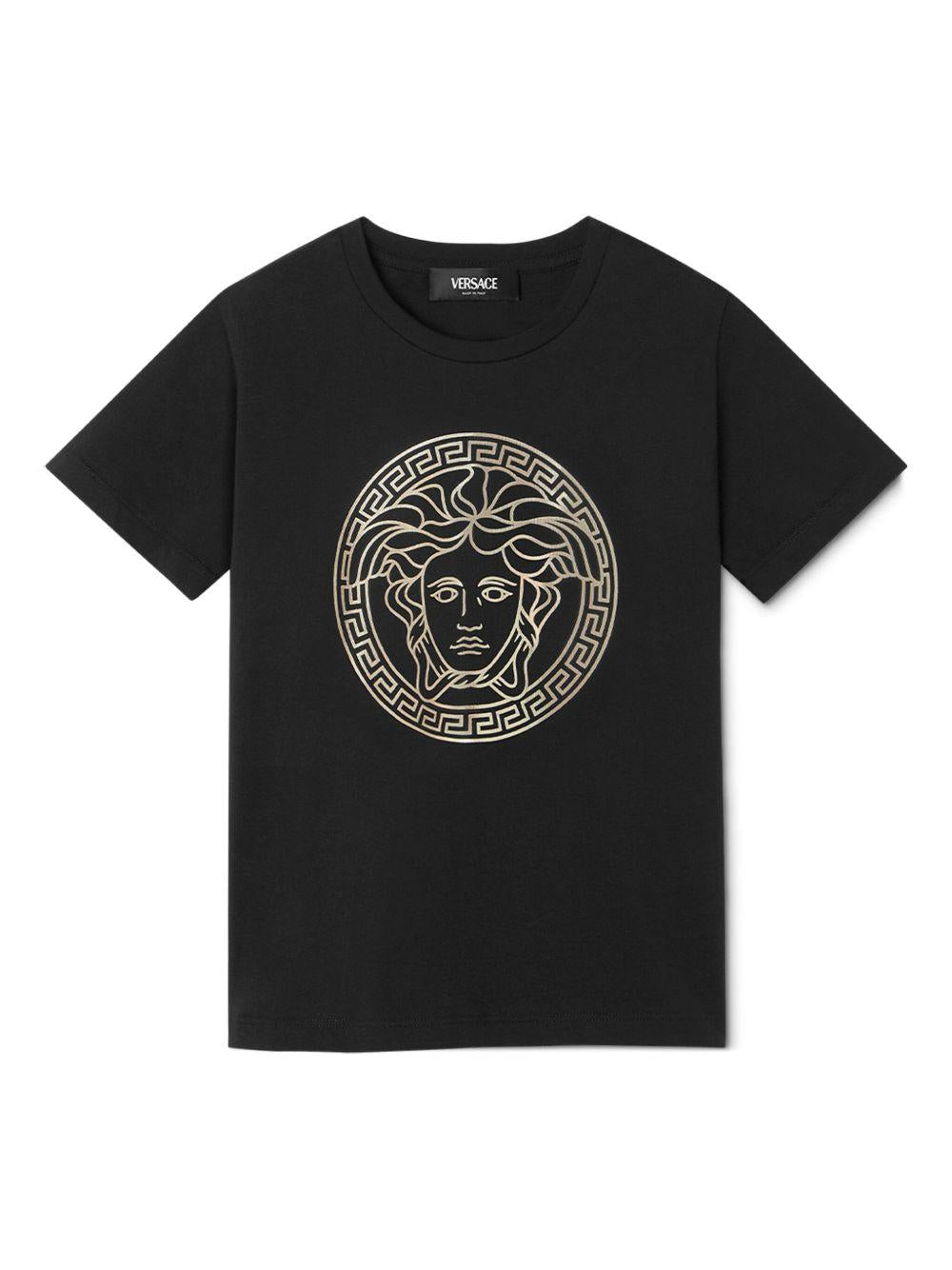 T-shirt per bambini Versace Kids nera con testa di Medusa 10002391A11718 2B130 VERSACE KIDS 