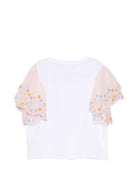T-shirt per bambina Stella McCartney Kids bianca con dettagli in rete TY8D11 Z0434 100 STELLA McCARTNEY KIDS 