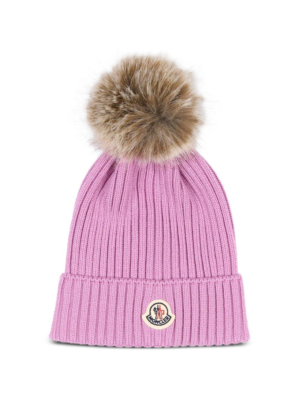 Berretto per bambina Moncler Enfant rosa con pompon L29543B00007A9327 522 MONCLER KIDS 