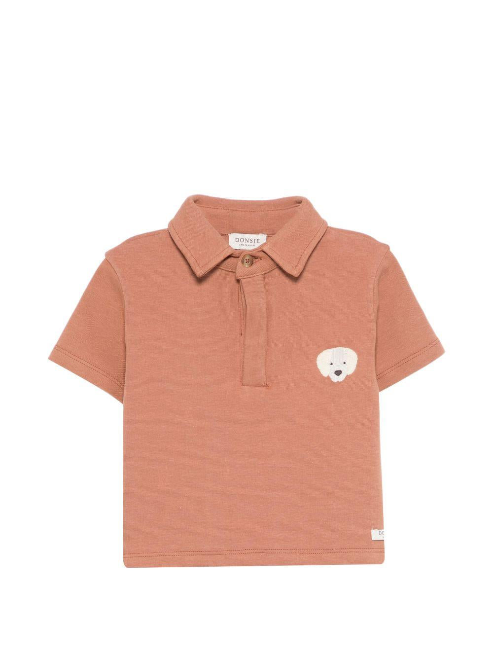 T-shirt per neonato Donsje marrone con ricamo cagnolino 4098703 00100 DONSJE KIDS 
